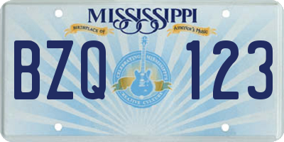 MS license plate BZQ123