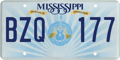 MS license plate BZQ177