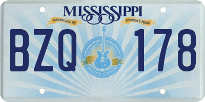 MS license plate BZQ178