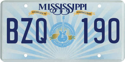 MS license plate BZQ190