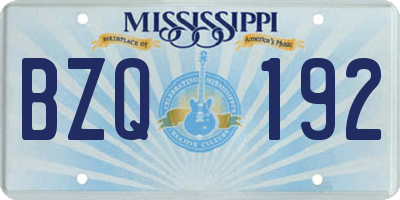 MS license plate BZQ192