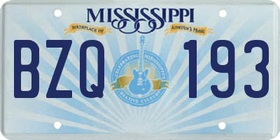 MS license plate BZQ193