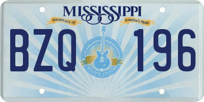 MS license plate BZQ196