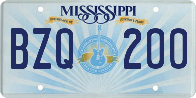 MS license plate BZQ200
