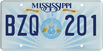 MS license plate BZQ201