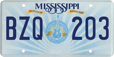 MS license plate BZQ203