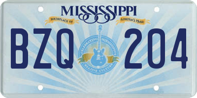 MS license plate BZQ204