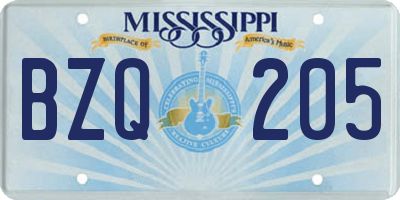 MS license plate BZQ205