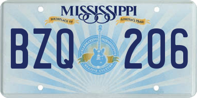 MS license plate BZQ206