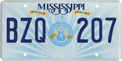 MS license plate BZQ207