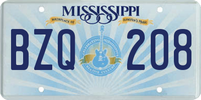 MS license plate BZQ208