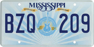 MS license plate BZQ209