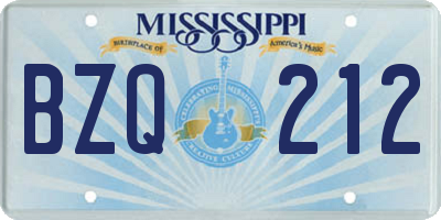MS license plate BZQ212