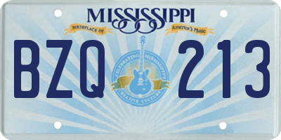 MS license plate BZQ213
