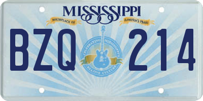 MS license plate BZQ214
