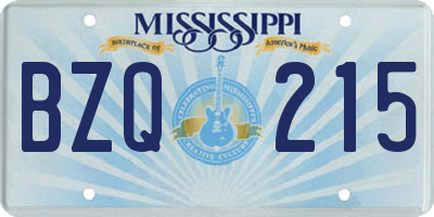 MS license plate BZQ215