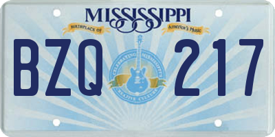 MS license plate BZQ217