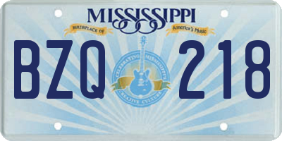 MS license plate BZQ218