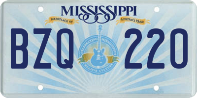 MS license plate BZQ220