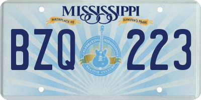 MS license plate BZQ223