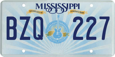 MS license plate BZQ227