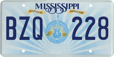 MS license plate BZQ228