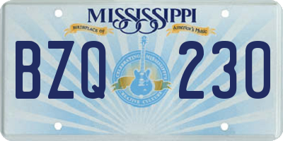 MS license plate BZQ230