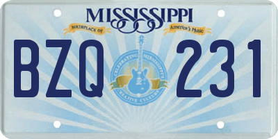MS license plate BZQ231