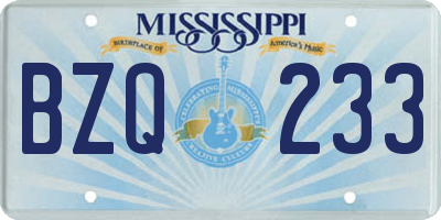MS license plate BZQ233