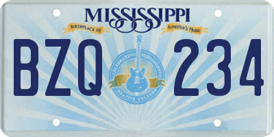 MS license plate BZQ234