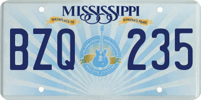 MS license plate BZQ235