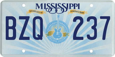 MS license plate BZQ237