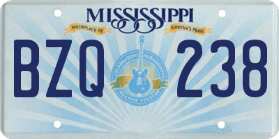 MS license plate BZQ238