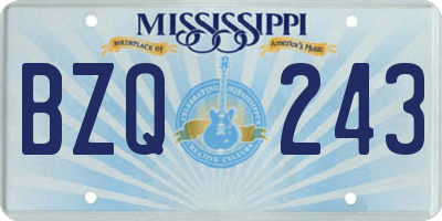 MS license plate BZQ243