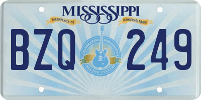 MS license plate BZQ249