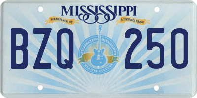 MS license plate BZQ250