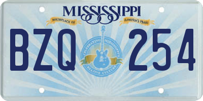 MS license plate BZQ254