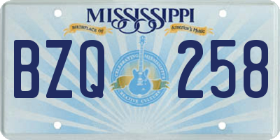 MS license plate BZQ258