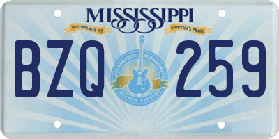 MS license plate BZQ259