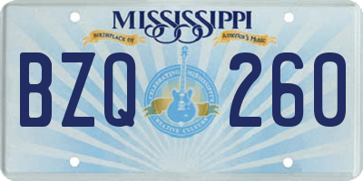 MS license plate BZQ260