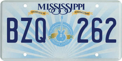 MS license plate BZQ262