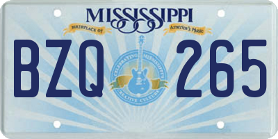MS license plate BZQ265