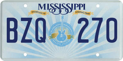 MS license plate BZQ270