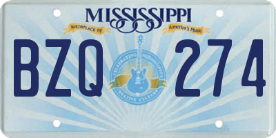 MS license plate BZQ274