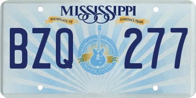 MS license plate BZQ277