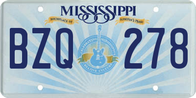 MS license plate BZQ278