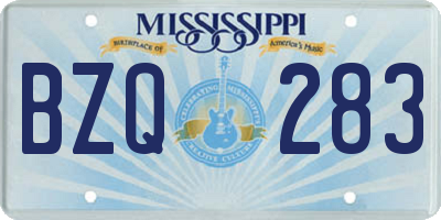 MS license plate BZQ283