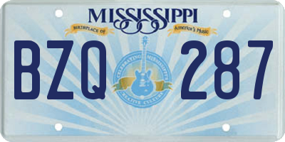 MS license plate BZQ287