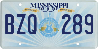 MS license plate BZQ289