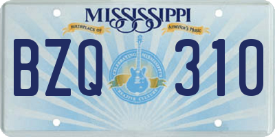 MS license plate BZQ310